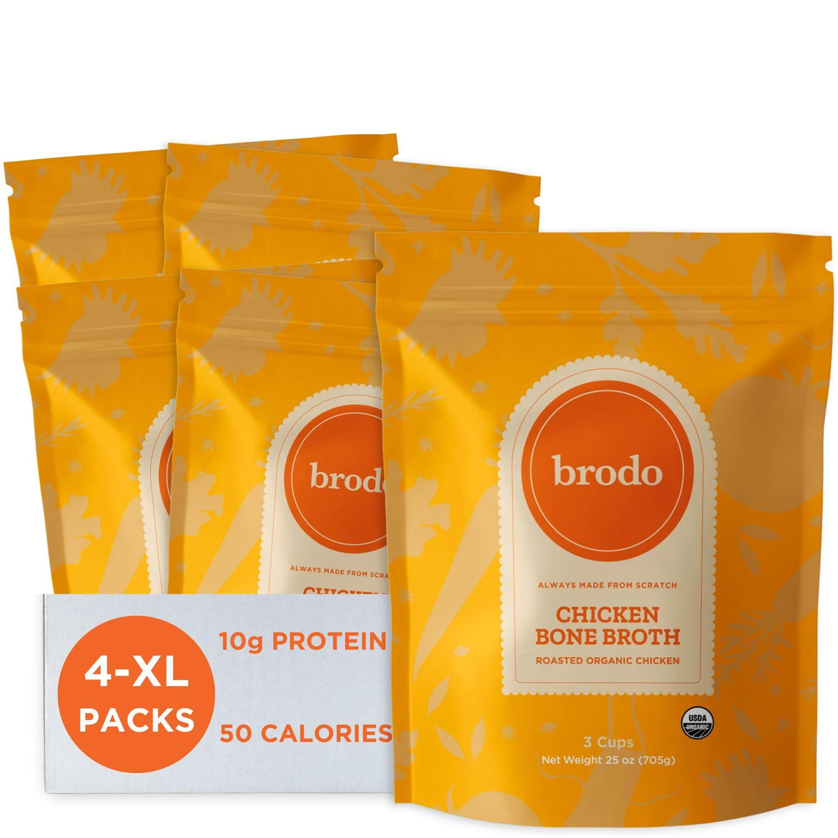 Brodo Ready to Drink Organic Chicken Collagen Rich Bone Broth (6 X 8 oz) | Organic Bone Broth with Collagen, Protein Soup & Sipping Broth for Healthy Meal Prep, Soups and Bone Broth Packets