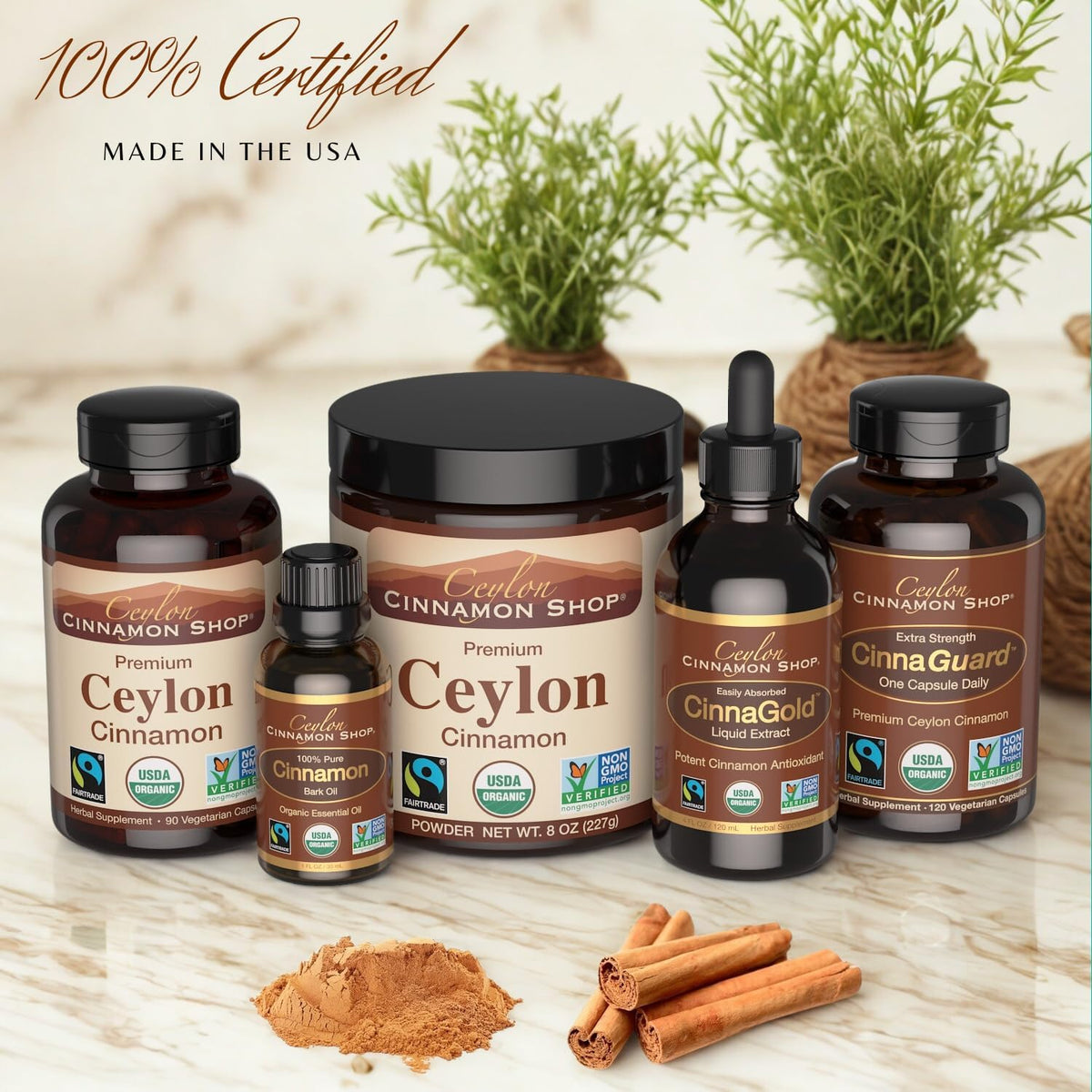 Organic Ceylon Cinnamon Capsules, USDA Certified Supplement - 90 Count | Premium Grade, True Sri Lankan Variety, Cinnamomum Verum, All-Natural, Non-GMO, Gluten Free, Made in the USA (GMP)