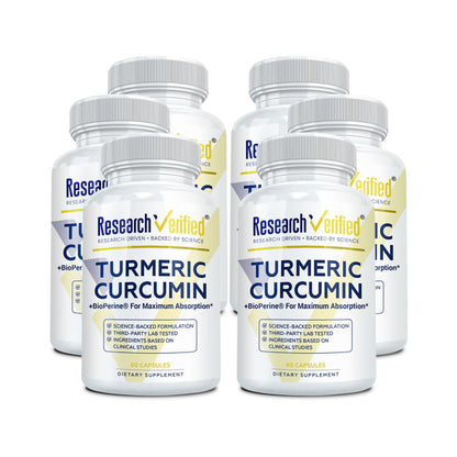 Research Verified Turmeric Curcumin Supplement with Black Pepper (BioPerine) - High Potency Curcumin - Antioxidant, Joints & Daily Wellness - 60 Vegan Turmeric Capsules - Made in USA - 1 Month Supply