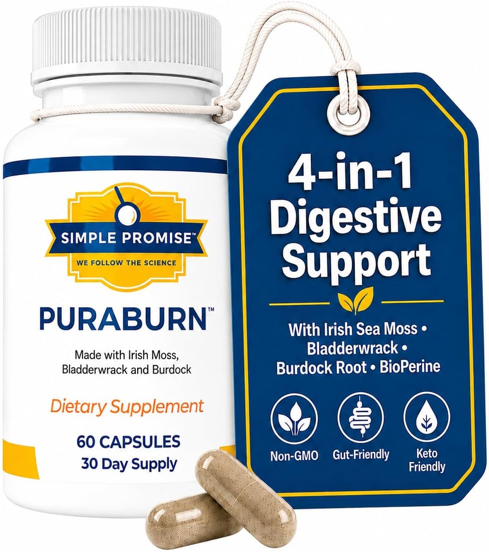 PuraBurn - Irish Sea Moss Capsules for Daily Wellness - Bladderwrack Root | Organic Sea Moss, Nutrient Absorption Support, Bladderwrack and Kelp, Simple 2-Capsule Routine, Non-GMO