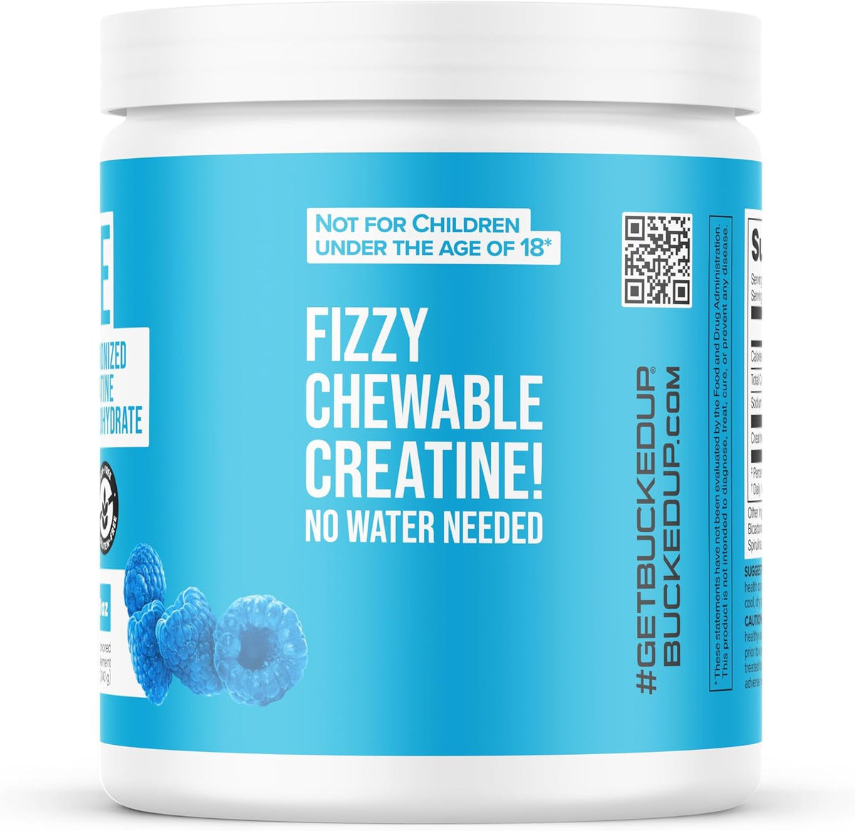 Bucked Up Creatine Candy Blue Raz | Micronized Creatine Monohydrate | 120 Chewable Tablets, 24 Servings | Fizzy Creatine No Water Needed | Non GMO Gluten Free Third Party Tested