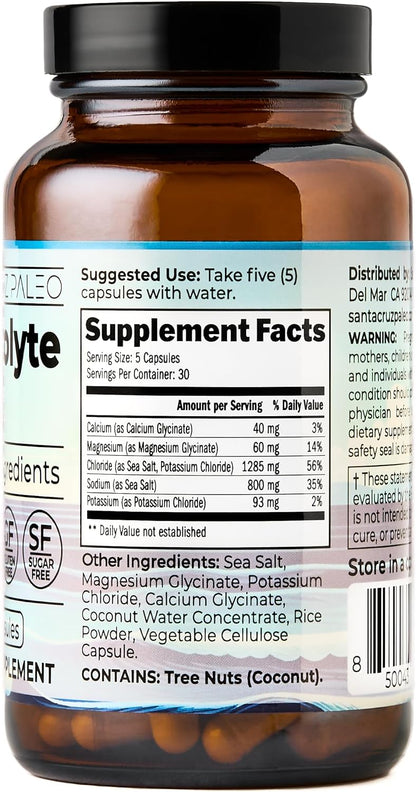 Santa Cruz Paleo Electrolyte Capsules for Hydration Support, Zero Sugar, Keto Friendly Magnesium Potassium Sodium Calcium Supplement, Paleo & Gluten Free, Travel Essentials, 150 Capsules