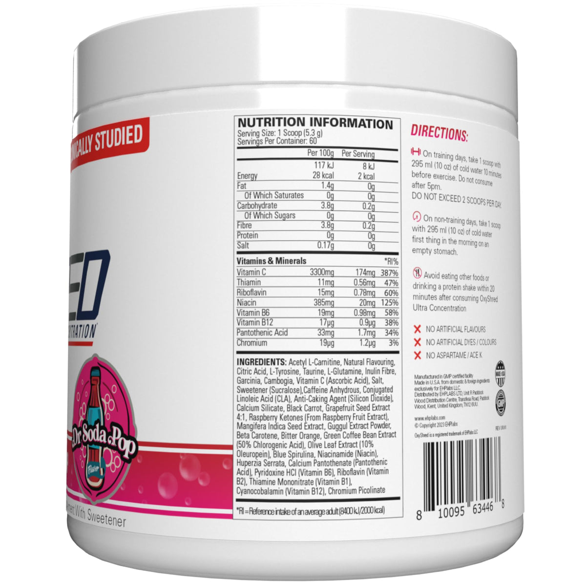 EHP Labs OxyShred Pre Workout Powder - Preworkout Powder with L Glutamine & Acetyl L Carnitine, Energy Boost Drink - Cosmic Blast, 60 Servings