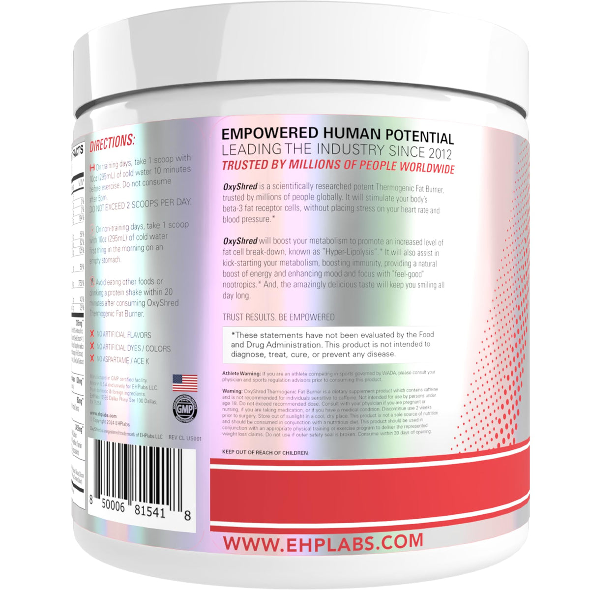 EHP Labs OxyShred Pre Workout Powder - Preworkout Powder with L Glutamine & Acetyl L Carnitine, Energy Boost Drink - Cosmic Blast, 60 Servings