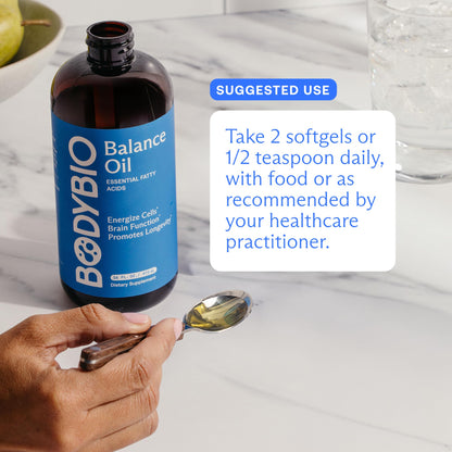 BodyBio Balance Oil - Essential Fatty Acids for Brain, Skin, & Mood | Cold-Pressed Omega 3 & 6