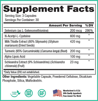 Peak Pure & Natural Peak Liver Support Milk Thistle Based Liver Support Supplement | Liver Cleanse and Detox | 90 Capsules