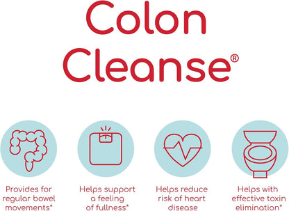 Health Plus Colon Cleanse Daily Psyllium Husk Fiber, 200ct, 33 Servings | All-natural daily fiber capsules that may reduce bloating and promote overall digestive wellness