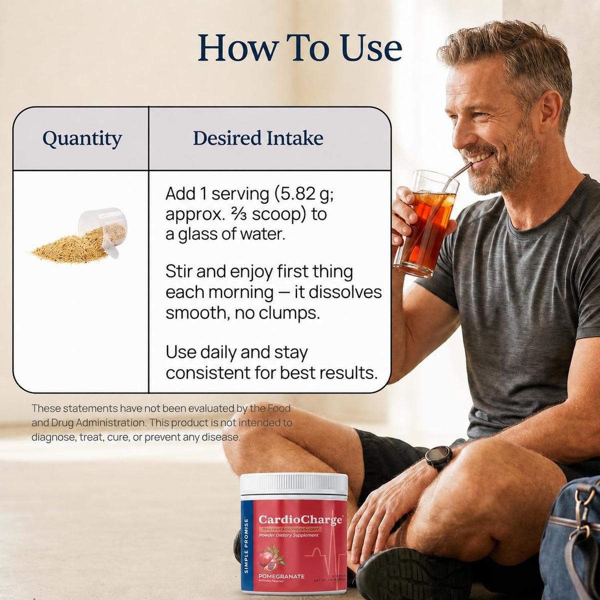 CardioCharge - Heart Health Drink Mix for Active Adults - D-Ribose Blend | Heart Drink Mix, Circulation and Hydration Support, Hibiscus and Magnesium, One Scoop in Water, Caffeine-Free