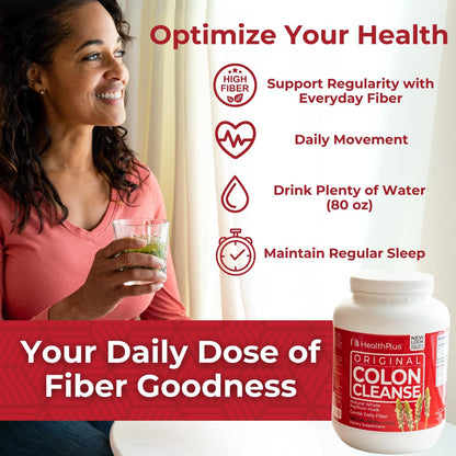 Health Plus Colon Cleanse Daily Psyllium Husk Fiber, 48 oz, 194 Servings | All-natural daily fiber; supports the body's natural detoxification processes, may reduce bloating, and promotes wellness