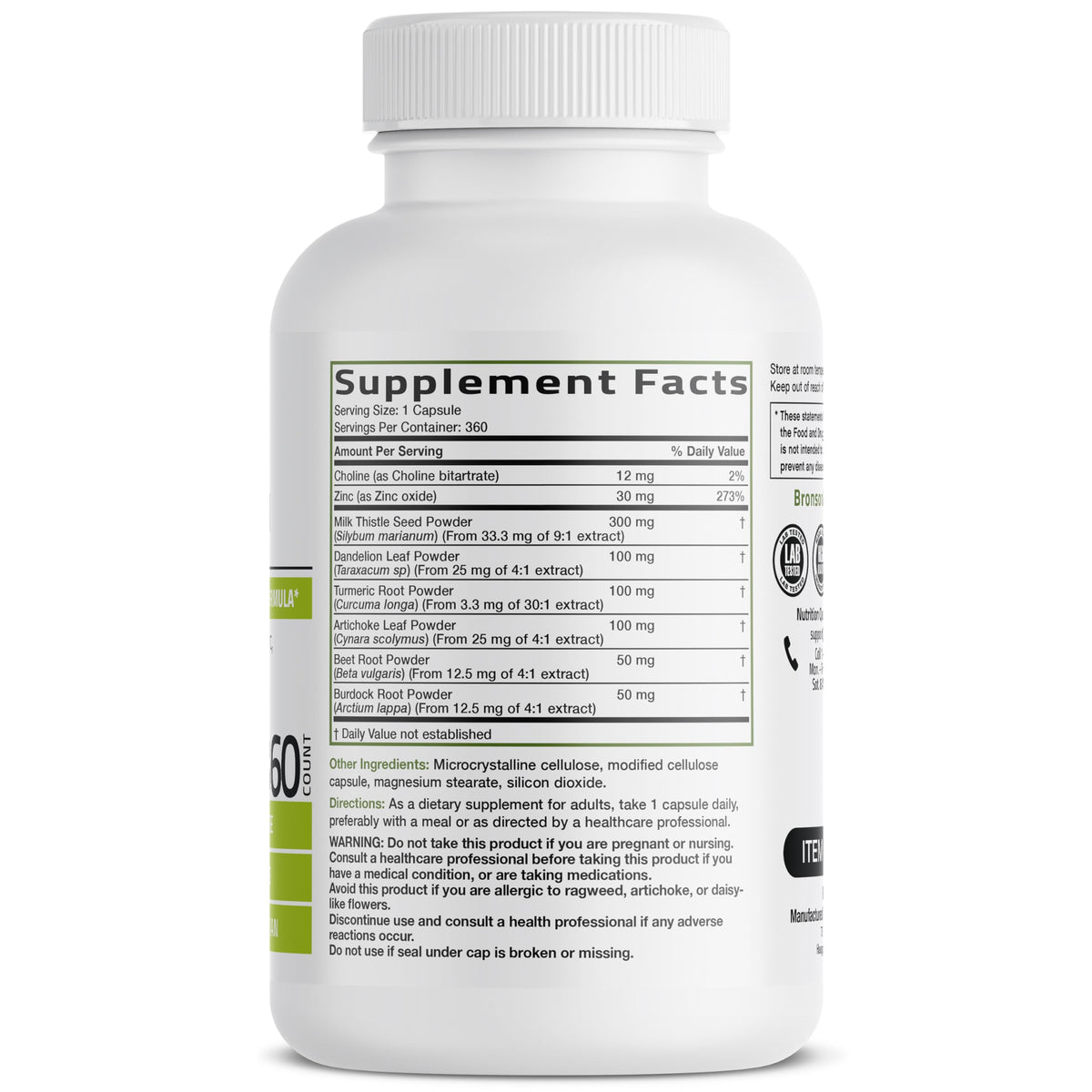 Bronson Liver Detox Advanced Detox & Cleansing Formula 60 Capsules | Liver Health Support with Milk Thistle, Dandelion Extract, Turmeric, Artichoke Leaf & Beet Root, Non-GMO, Soy-Free