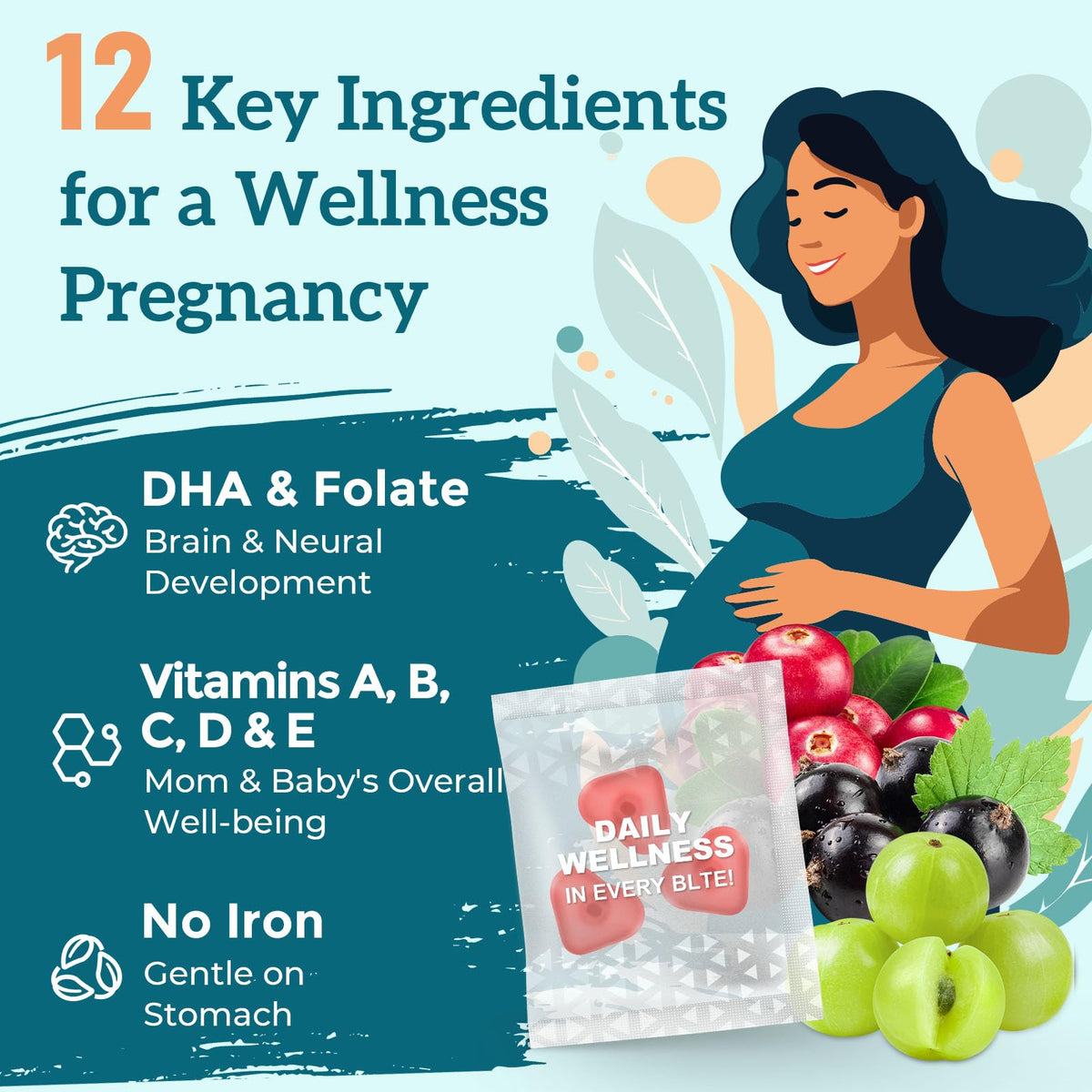 Quorinthiumax Prenatal Gummies Sugar Free 180 Count - Organics Prenatal Vitamins for Women with Folate, DHA & Probiotics - Iron Free Prenatal Vitamin Gummies for Immune & Digestive - 2 Bottles