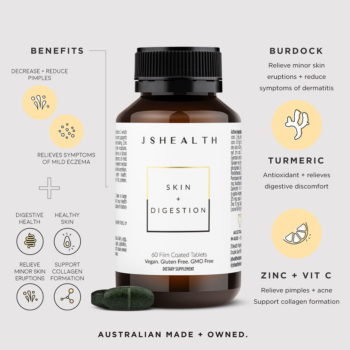 JSHealth Vitamins Digestion Support Bundle | ncludes Detox + Debloat Liver Health Formula & Skin + Digestion Supplements