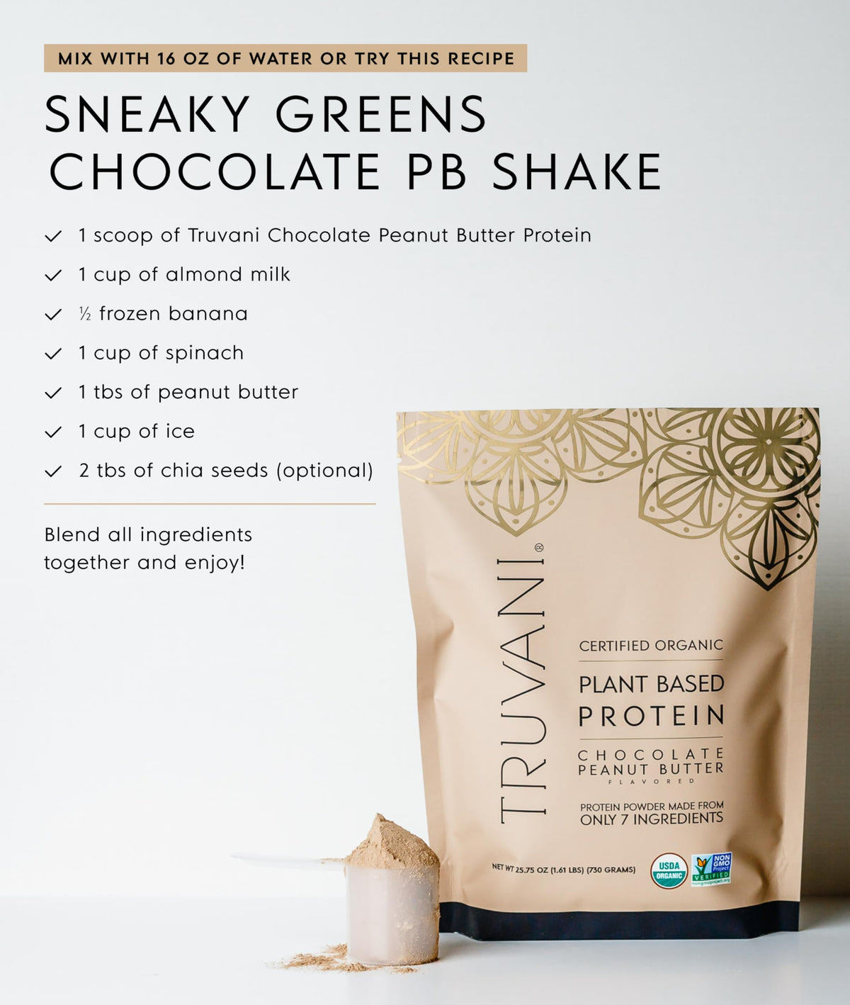 Truvani Organic Plant Based Protein Powder | Vanilla | 1 Serving | Vegan | 20g Pea Protein | Keto | Gluten & Dairy Free | Low Carb | No Added Sugar