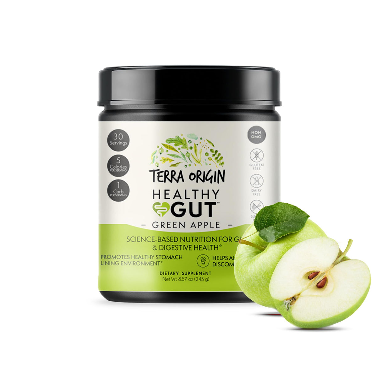 TERRA ORIGIN Healthy Gut Powder (Berry Flavor) |30-Servings with L-Glutamine, Zinc, Glucosamine, Slippery Elm Bark, Marshmallow Root and More!