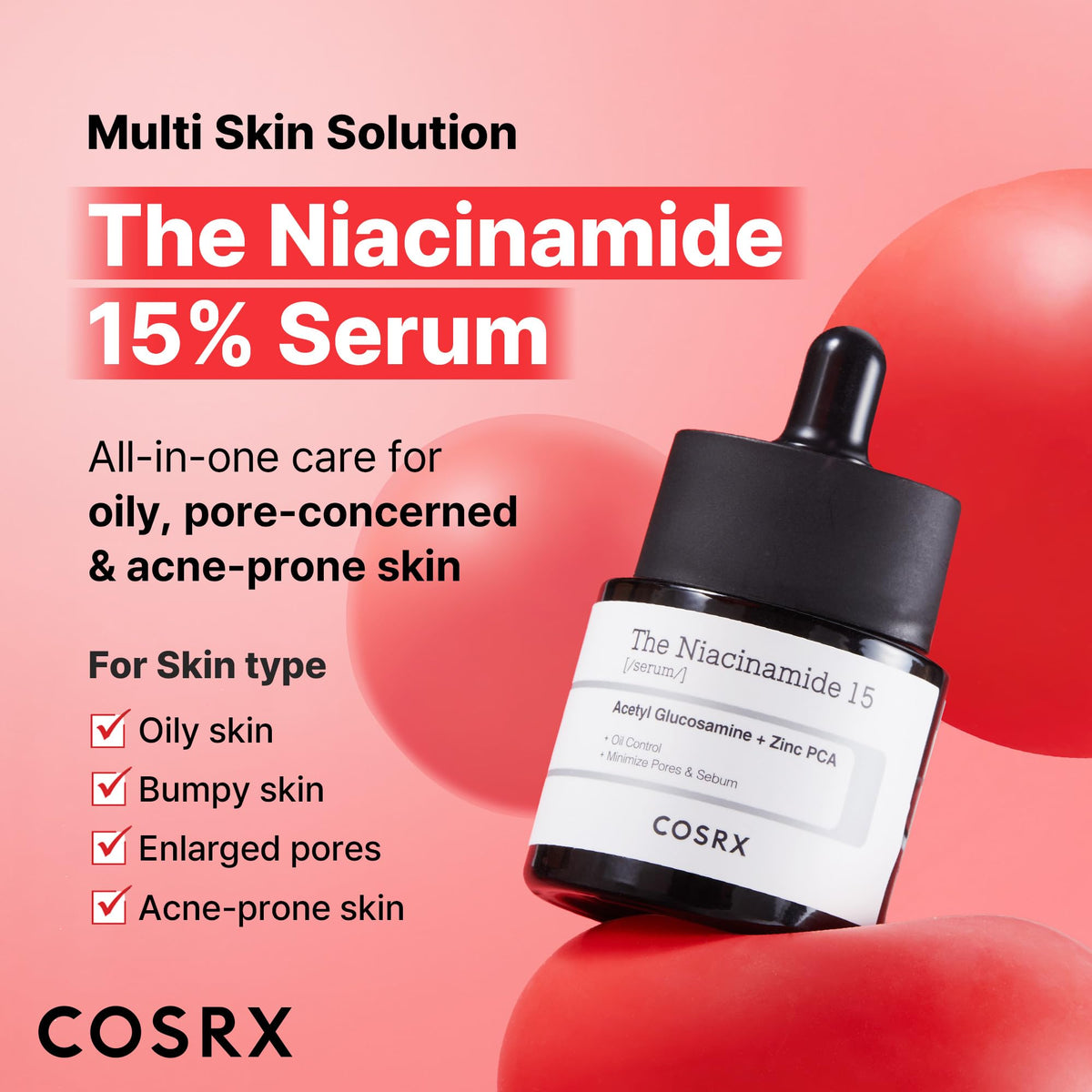 COSRX 15% Niacinamide Face Serum, 0.67 fl oz, Pore Minimizer Serum for Face, Even Skin Tone, Korean Skin Care
