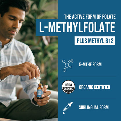 L Methyl Folate 15mg Plus Methyl B12 Cofactor – High Potency, Active 5-MTHF Form - Supports Mood, Methylation, Cognition – Bioactive Forms of Vitamin B9 & B12 (60 Capsules – 60 Servings)