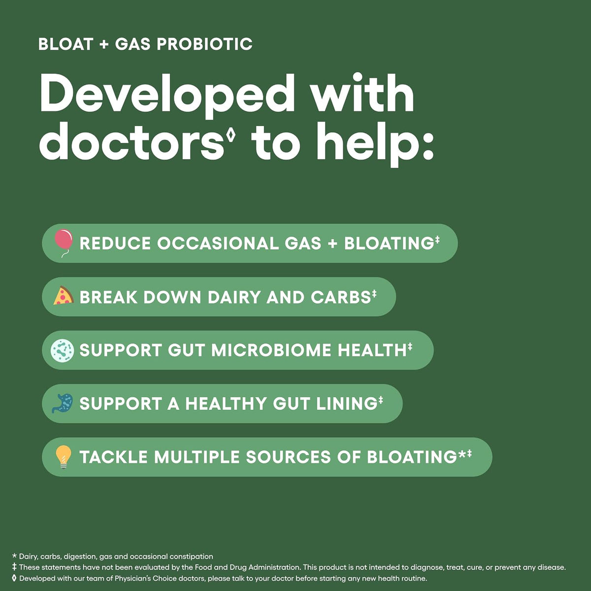 Physician's CHOICE Women’s Probiotic 30ct + Bloat & Gas Probiotic 30ct - Advanced Digestive Health Bundle for Women