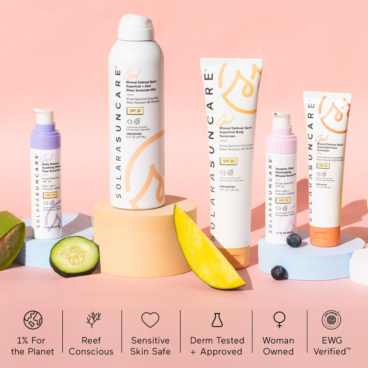 Solara Suncare - Go! Daily Defense Soothing Face Sunscreen (1.7 fl oz) | Mineral Non-Nano Zinc Oxide SPF 30 | Lightweight, Safe For Sensitive & Acne-Prone Skin | Vegan, Cruelty Free