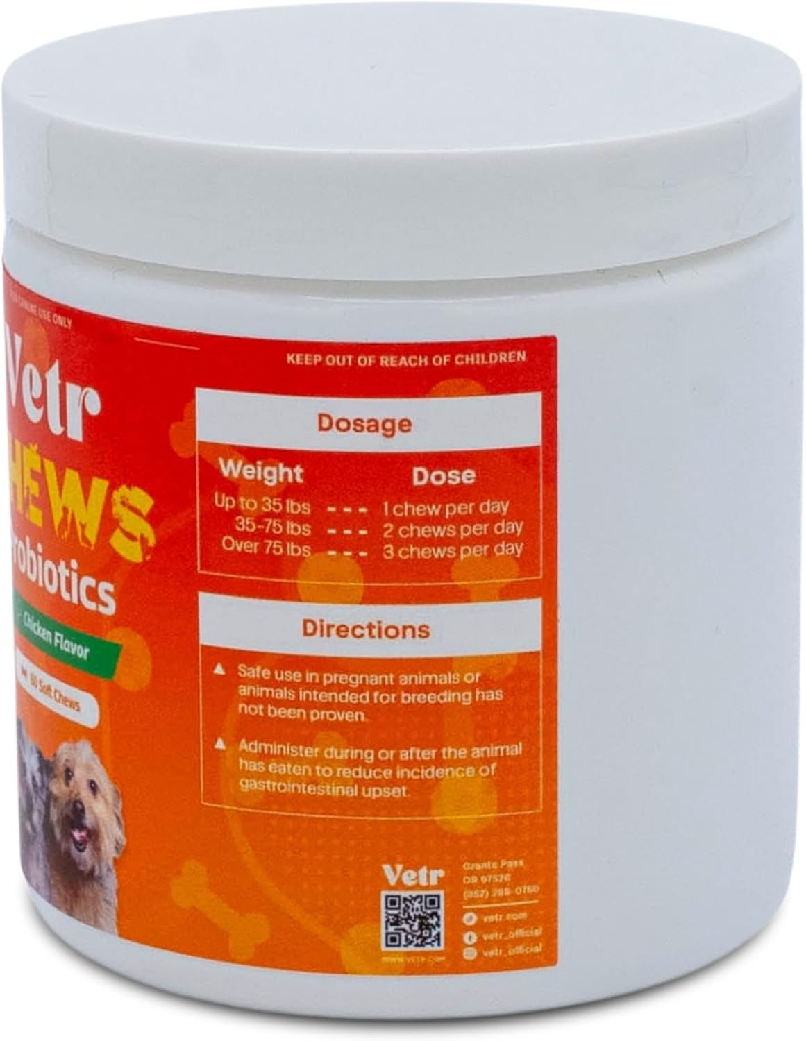 Vetr Probiotic Chews for Dogs - Chicken Flavored - Probiotics for Digestive Health - 120 Soft Chews - Vet-Formulated in USA