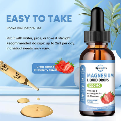 2 Pack Triple Magnesium Complex Liquid Drops Strawberry & Grape Flavor