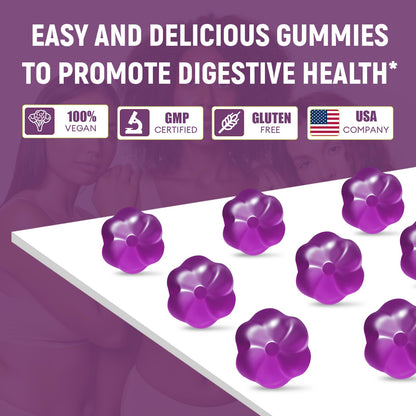 Migcopat 10G Fiber Gummies for Adults, No Sugar Added Grape Flavor, Fiber Supplement with 30 Billion CFU Probiotics Blend, ACV, Vitamin C, Inulin, Support Digestive Health, 90 Count