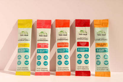 TERRA ORIGIN Healthy Hydration+ Electrolyte Powder Packets | Sugar Free, Gluten Free Drink Mix | Lemonade | 30 Servings (1-Pack)