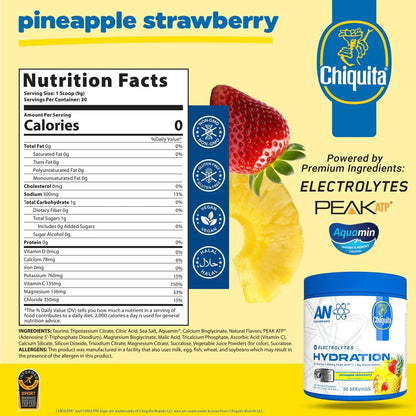 AN Performance Electrolyte Drink Mix | Zero Sugar Hydration Powder | Magnesium + Calcium + Potassium | Strawberry Pineapple | 30 Servings
