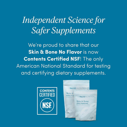 The 'Pause Life Skin & Bone Collagen Peptides + Hyaluronic Acid, 6 OZ | Verisol & Fortibone collagen peptides with hyaluronic acid & vitamin C. Gluten free. Supports skin, nails & hair health.