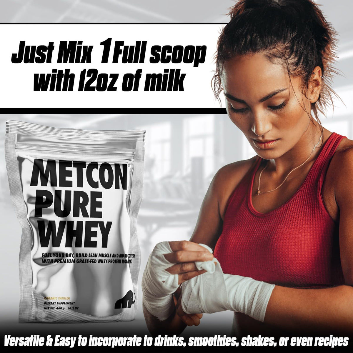 MetCon Whey Protein Isolate - Premium Grass-Fed Whey Protein Isolate Powder with 5 All-Natural Ingredients, No Fillers, Organic Vanilla Flavor (460g)