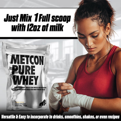 MetCon Whey Protein Isolate - Premium Grass-Fed Whey Protein Isolate Powder with 5 All-Natural Ingredients, No Fillers, Organic Vanilla Flavor (460g)
