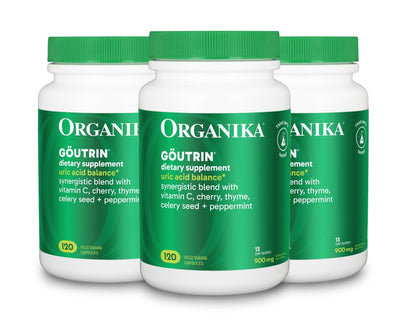 Organika Goutrin Uric Acid Flush for Gout (120 Caps): Gentle Gout Support with Cherry, Thyme, Celery Seed, Peppermint, & VIT C: Clean & Vegan Gout Supplements for Men & Women - Metabolism & Mobility