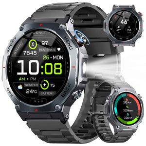 Jugeman Military Smart Watch for Men, Dual-Band GPS, 1.43" AMOLED Outdoor Smartwatch, 5ATM Waterproof Fitness Watch with Bluetooth Calls, Heart Rate/Sleep Monitor/Compass 160+ Sports for Android iOS