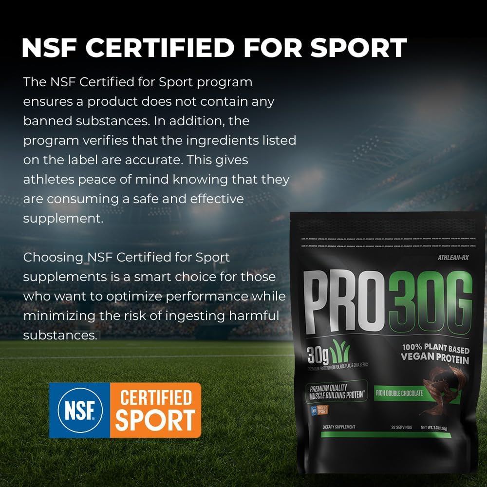 PRO 30G Vegan Protein Powder by ATHLEAN-X, Plant-Based Muscle Recovery & Growth Formula, Gluten-Free, NSF Certified for Sports, High Protein Supplement for Strength (Rich Double Chocolate)