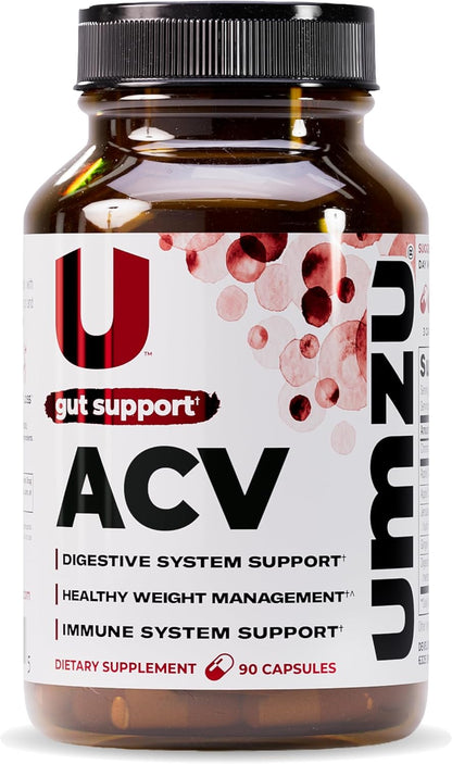 UMZU zuACV Apple Cider Vinegar Capsules, 30 Day Supply | ACV and Inulin Prebiotic Fiber Blend, Gut Health Support, Digestive Health, Daily Wellness and Microbiome Balance