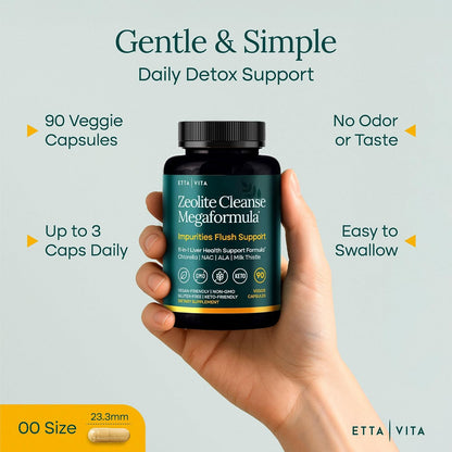 Liver Cleanse Detox & Repair with Zeolite, Chlorella, Glutathione NAC 90Ct | Zeolite supplement for gut health, cognition & natural energy - ALA, cilantro, milk thistle, noni, shilajit, vegan, non-GMO
