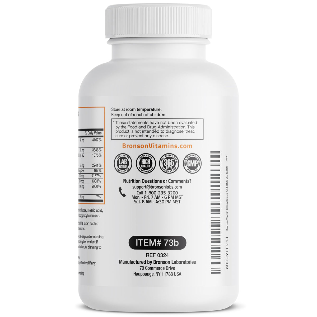 Bronson Super B Vitamin B Complex Sustained Release for Energy, 60 Tablets | B1, B2, B3, B6, Folic Acid, B12, Biotin & Pantothenic Acid, One-Tablet Formula, Non-GMO, Gluten-Free & Soy-Free