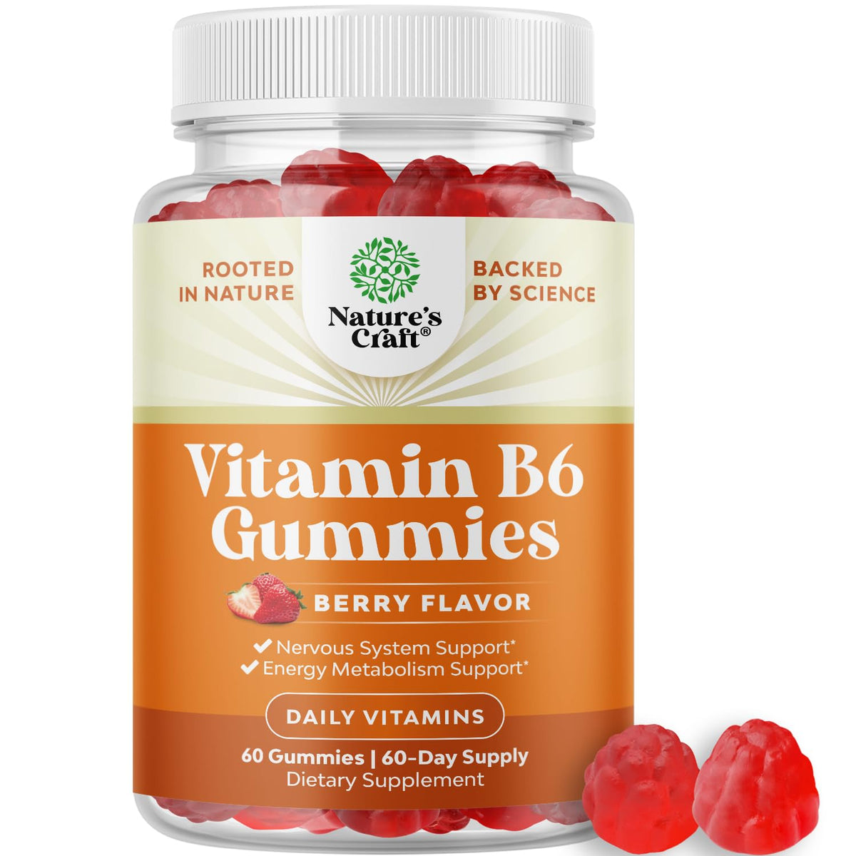 Potent Vitamin B6 Gummies for Adults - Potent Vitamin B Complex Supplements for Men & Women for Nervous System Support Mood & Immune System - Vegan Pyridoxine Chews for Energy & Metabolism - 30 Count