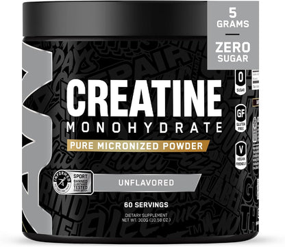 All Black Everything Creatine Monohydrate | Support Muscles, Cognitive Function | Micronized Amino Acid Powder | Cellular Energy | Workout Supplement for Men & Women | Unflavored | 60 Servings