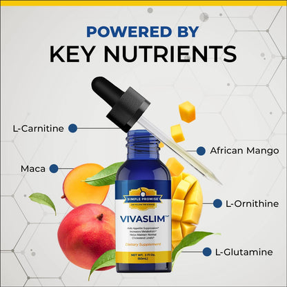 VivaSlim - Liquid Drops for Women - Maca Root and African Mango Extract | Sublingual Liquid, Appetite Balance Support, Rhodiola and Maca Root, Easy 10-Drop Routine, Alcohol-Free, 2 fl oz