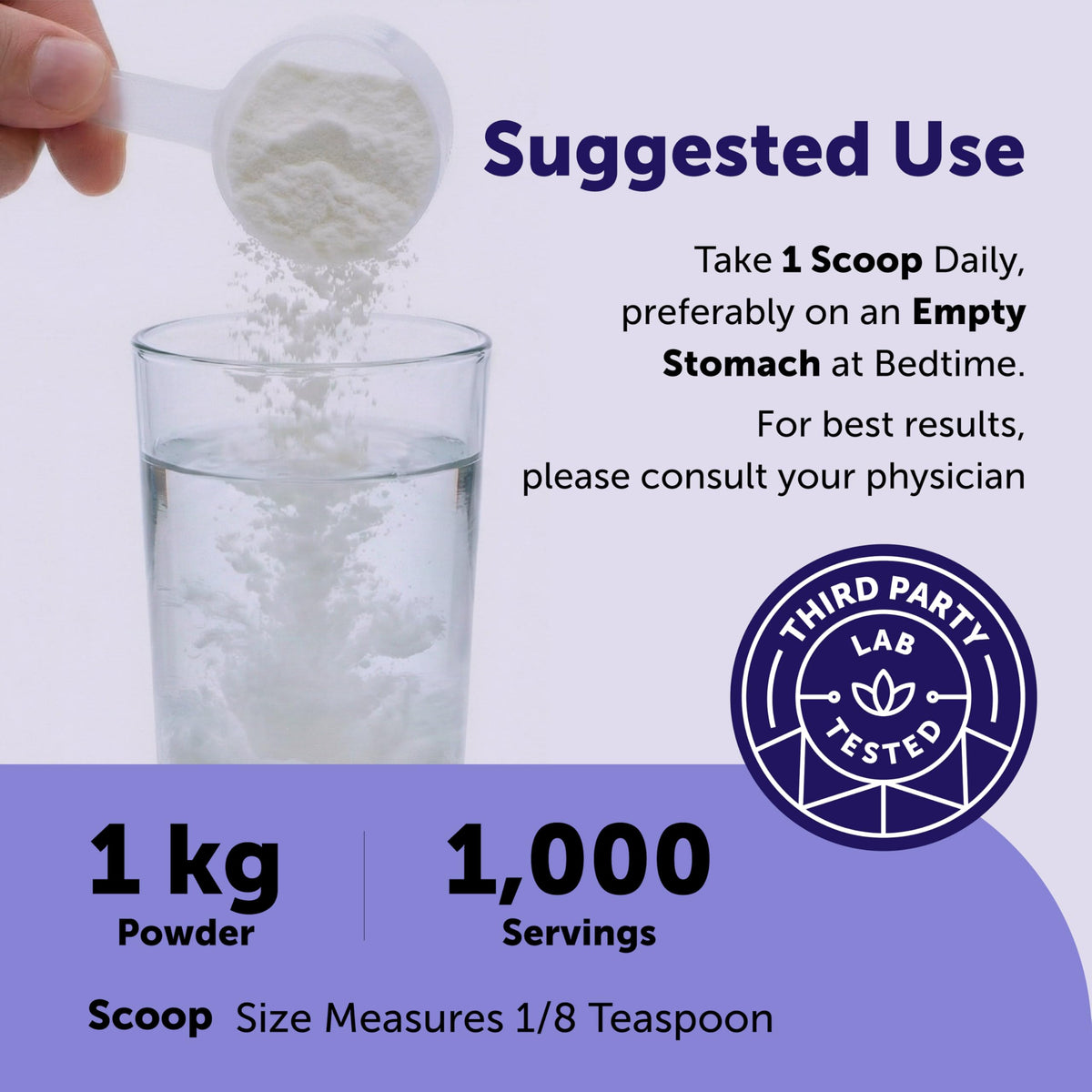 Micro Ingredients Glycine Powder, 1KG (2.2 Pounds), Glycine 1000mg Per Serving, Water Soluble and Product of USA