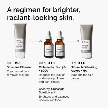 The Ordinary Caffeine Solution 5% + EGCG, Depuffing Eye Serum for Dark Circles and Tired Eyes, 1 Fl Oz