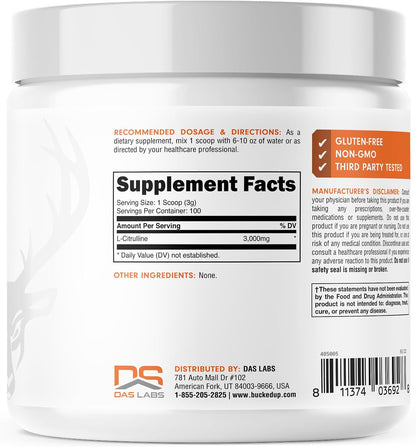 Bucked Up L-Citrulline 3000mg Powder, Essentials (100 Servings)