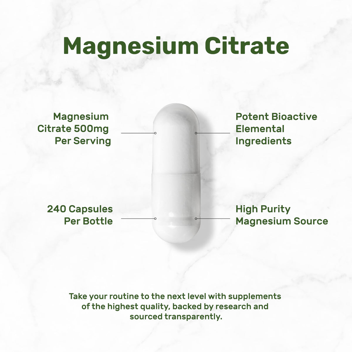 Deal Supplement Magnesium Citrate 500mg, 240 Capsules | One a Day, Easily Absorbed, Purified Trace Mineral – Non-GMO