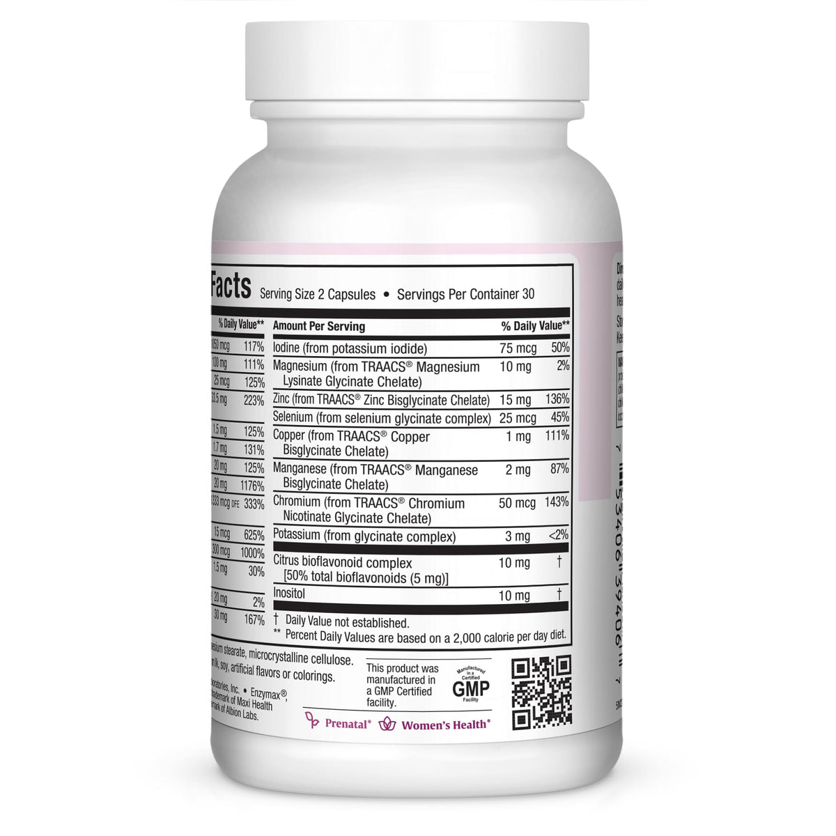 Maxi-Health Small Prenatal Capsules With Methyl Folate - Minerals, Gentle Iron, Vitamins - Kosher, 60 Count