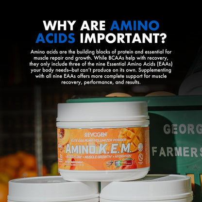 Evogen Amino K.E.M. EAA & BCAA | Tropic Thunder | 30 Servings | S7 nitric oxide blend with betaine anhydrous, coconut water and leucine for blood flow, muscle growth, hydration and recovery