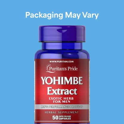 Puritan's Pride Yohimbe Exotic Herb for Men 250 mg (1000mg Equivalent), Dietary Supplement, 50 Rapid Release Capsules