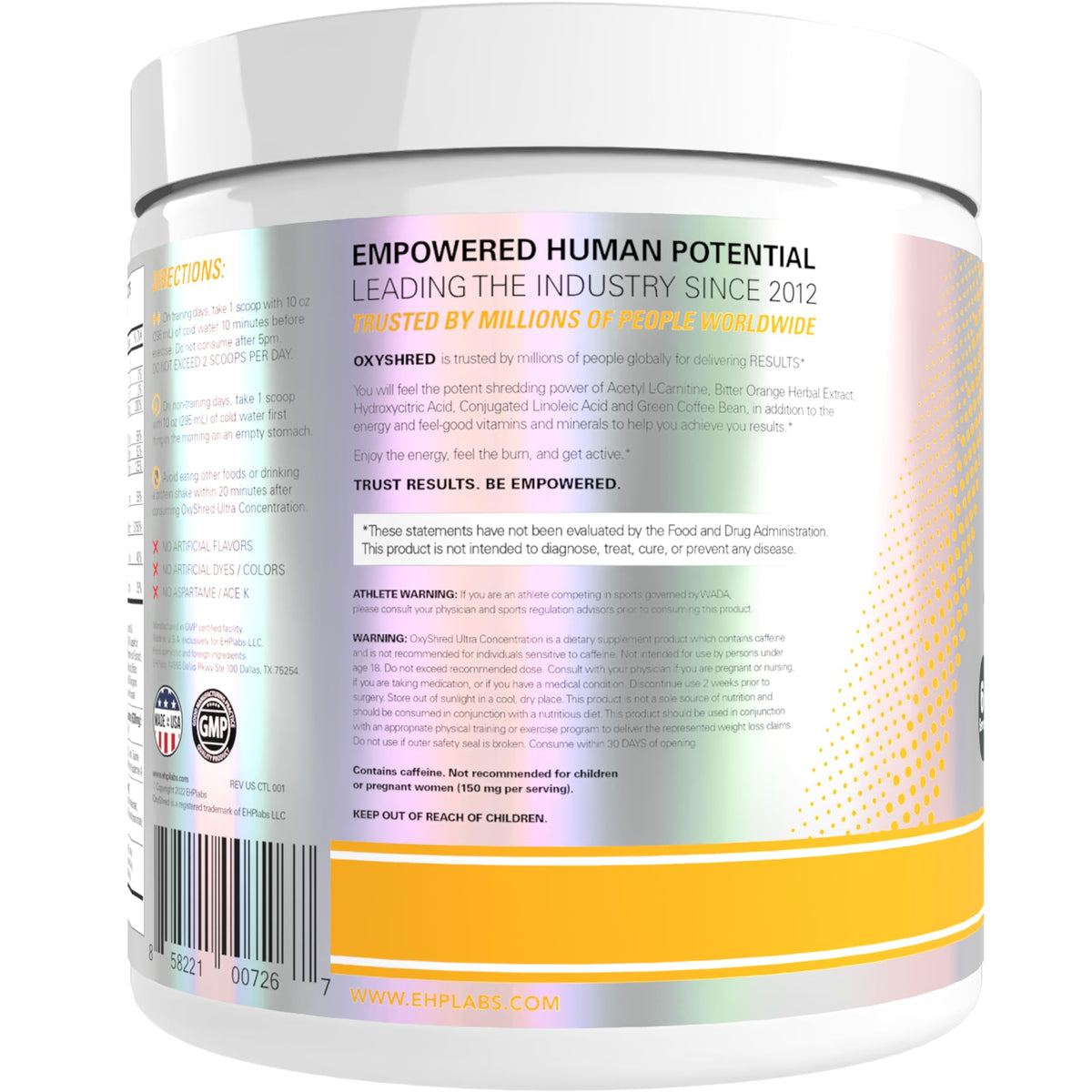 EHP Labs OxyShred Pre Workout Powder - Preworkout Powder with L Glutamine & Acetyl L Carnitine, Energy Boost Drink - Cosmic Blast, 60 Servings