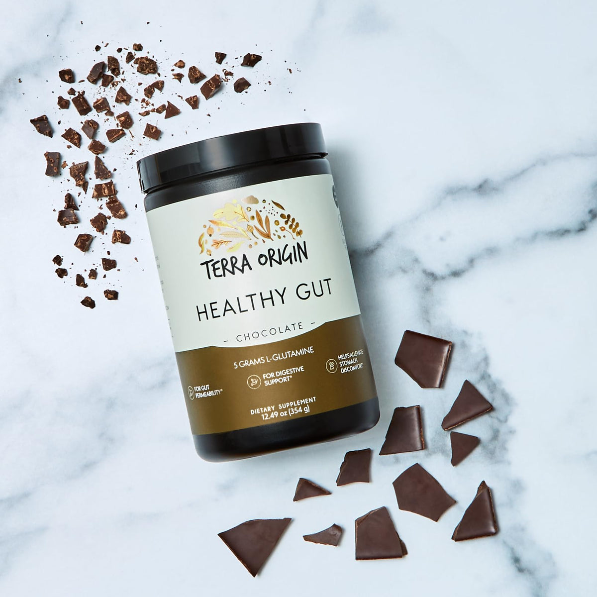 TERRA ORIGIN Healthy Gut Powder (Berry Flavor) |30-Servings with L-Glutamine, Zinc, Glucosamine, Slippery Elm Bark, Marshmallow Root and More!