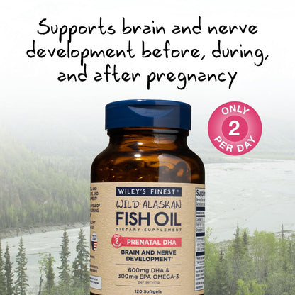 Wiley's Finest Wild Alaskan Fish Oil Prenatal DHA - 900mg EPA and DHA Omega-3s