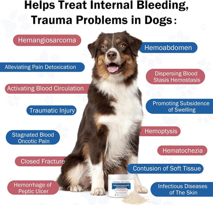 Quick Stop Bleeding for Dogs, Natural Yunnan Sanqi & Herbal Powder | Supports Internal Bleeding, Hemangiosarcoma, Bloody Stools, Post-Surgical Recovery, Ulcers, Severe Bruising, 60g